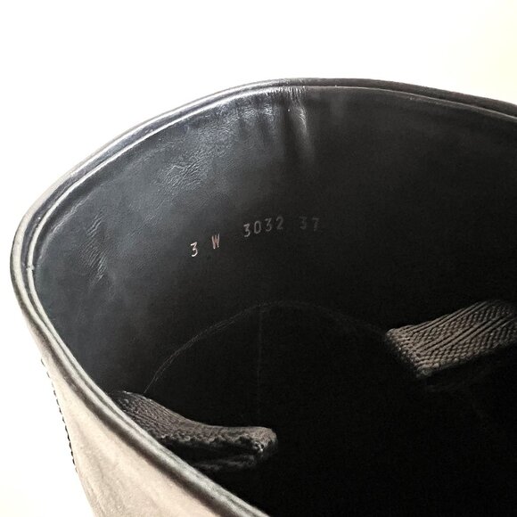 PRADA Black Leather Pull-on Tall Lug Sole Boots with Buckle, Size 37 (US 7) - Picture 11 of 13